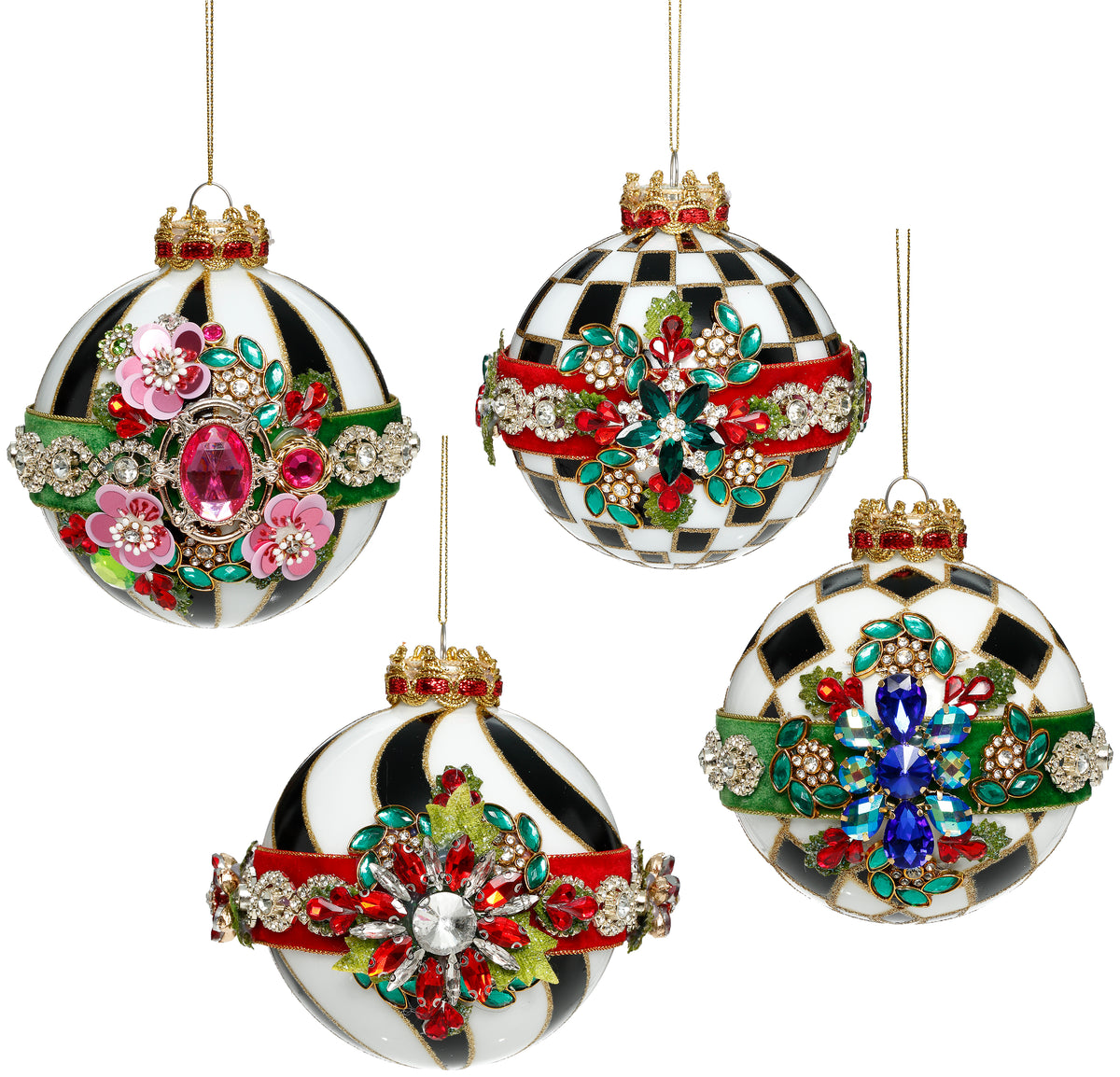 Set 4 globuri ornamentale cu bijuterii din colecția Timeless