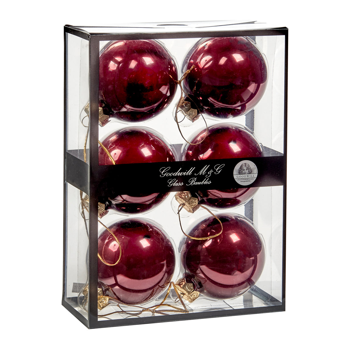 Set 6 globuri din sticlă, burgund opac, 7 cm