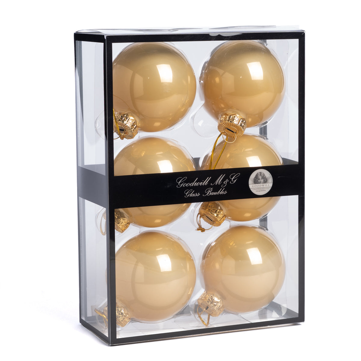 Set 6 globuri din sticlă, crem opac, 7 cm