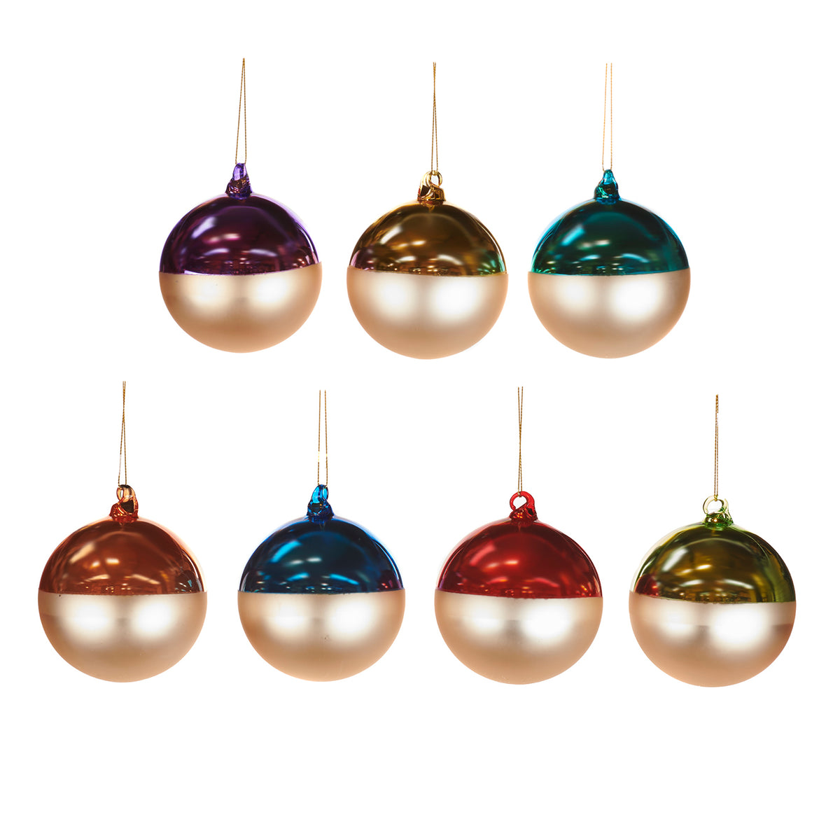 Set 7 globuri din sticlă, curcubeu, multicolor, 11,5 cm