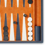 Set cadou Backgammon South Shore, piele albastră, piele întoarsă portocalie
