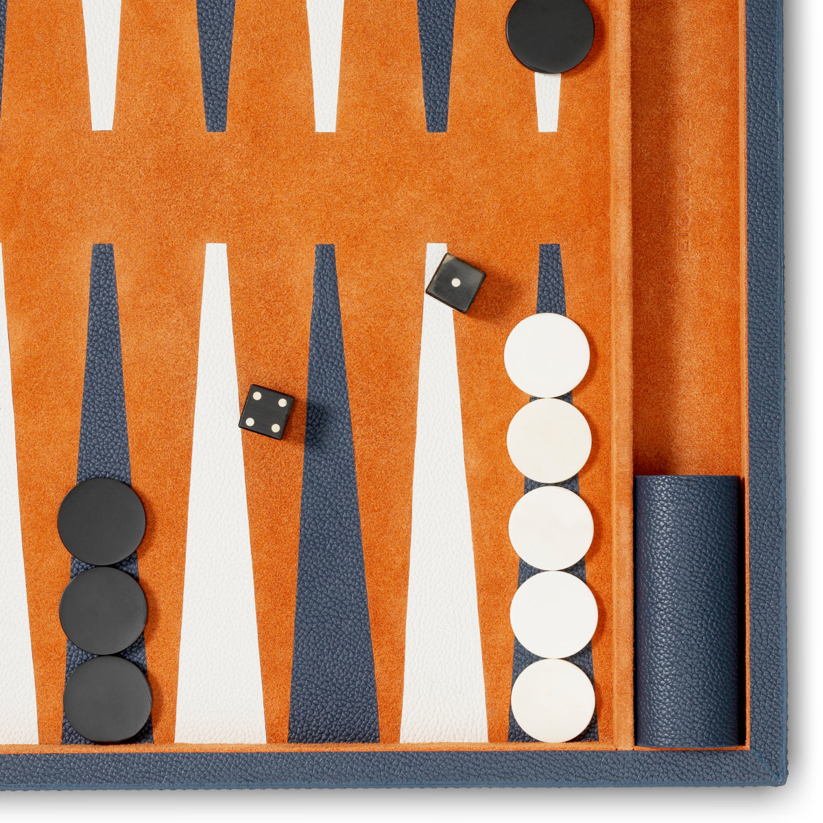Set cadou Backgammon South Shore, piele albastră, piele întoarsă portocalie