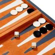Set cadou Backgammon South Shore, piele albastră, piele întoarsă portocalie