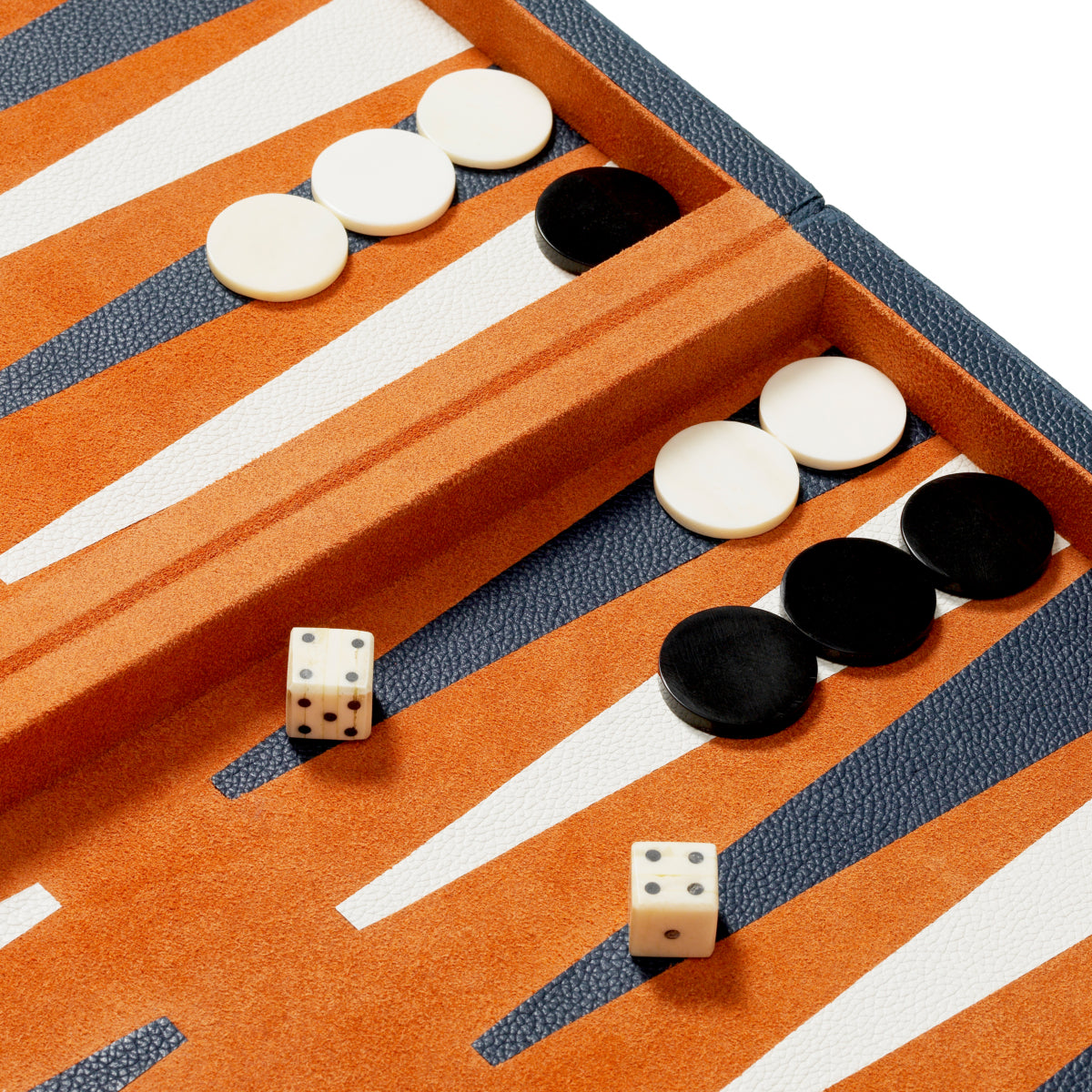 Set cadou Backgammon South Shore, piele albastră, piele întoarsă portocalie