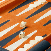 Set cadou Backgammon South Shore, piele albastră, piele întoarsă portocalie