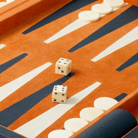 Set cadou Backgammon South Shore, piele albastră, piele întoarsă portocalie