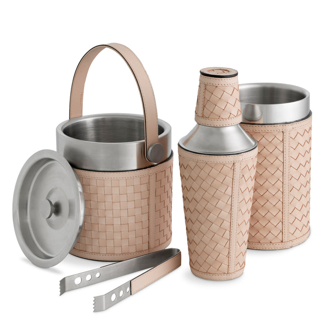 Set de bar Sintra, piele maro-cognac, set de 3