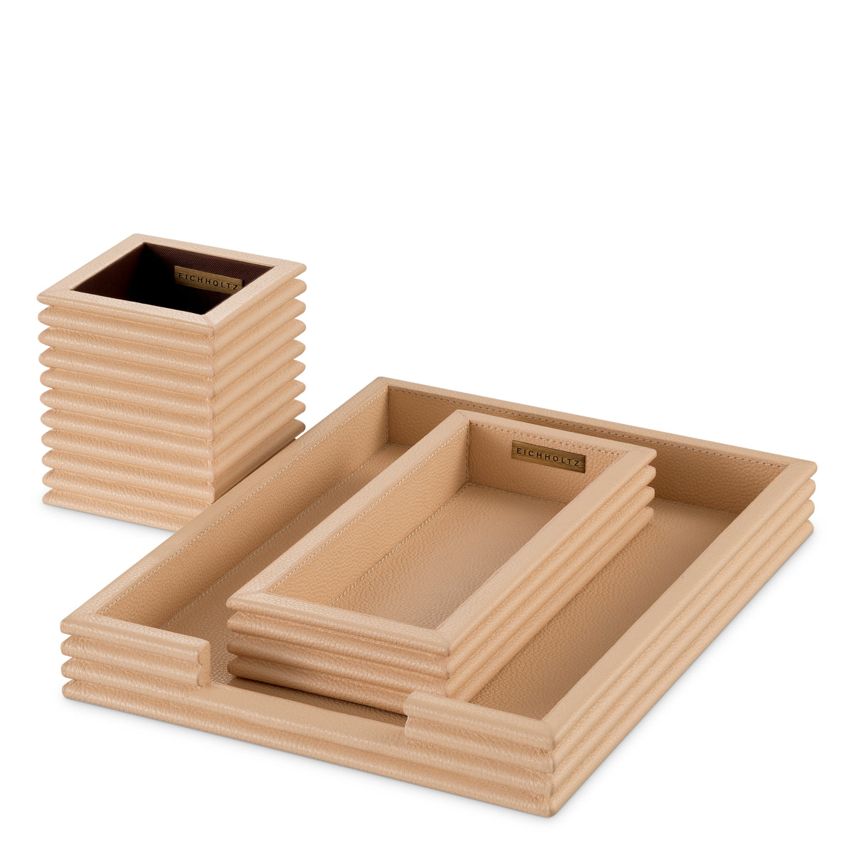 Set de birou Elvane, piele camel, set de 3