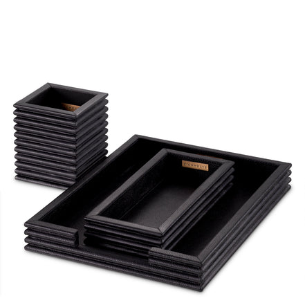 Set de birou Elvane, piele neagră, set de 3