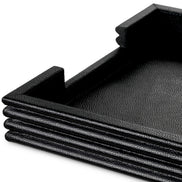 Set de birou Elvane, piele neagră, set de 3