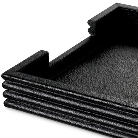 Set de birou Elvane, piele neagră, set de 3