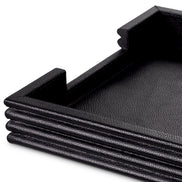 Set de birou Elvane, piele neagră, set de 3