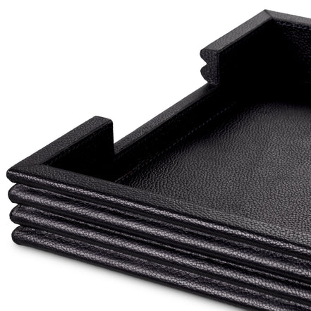 Set de birou Elvane, piele neagră, set de 3