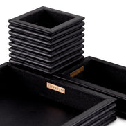Set de birou Elvane, piele neagră, set de 3