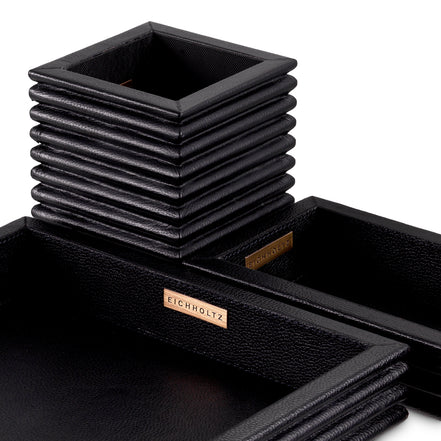 Set de birou Elvane, piele neagră, set de 3