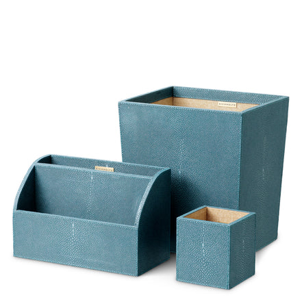 Set de birou Scaleo, shagreen artificial albastru, set de 3