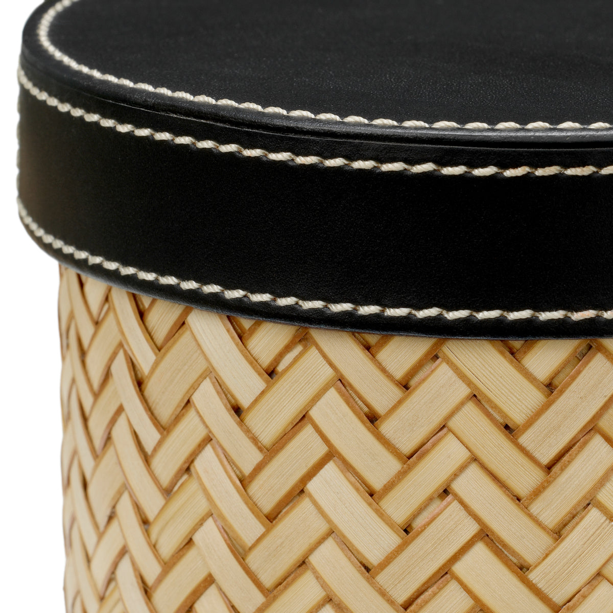 Set de birou Taos, piele neagră, ratan natural, set de 2