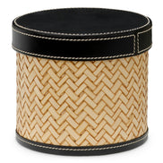 Set de birou Taos, piele neagră, ratan natural, set de 2