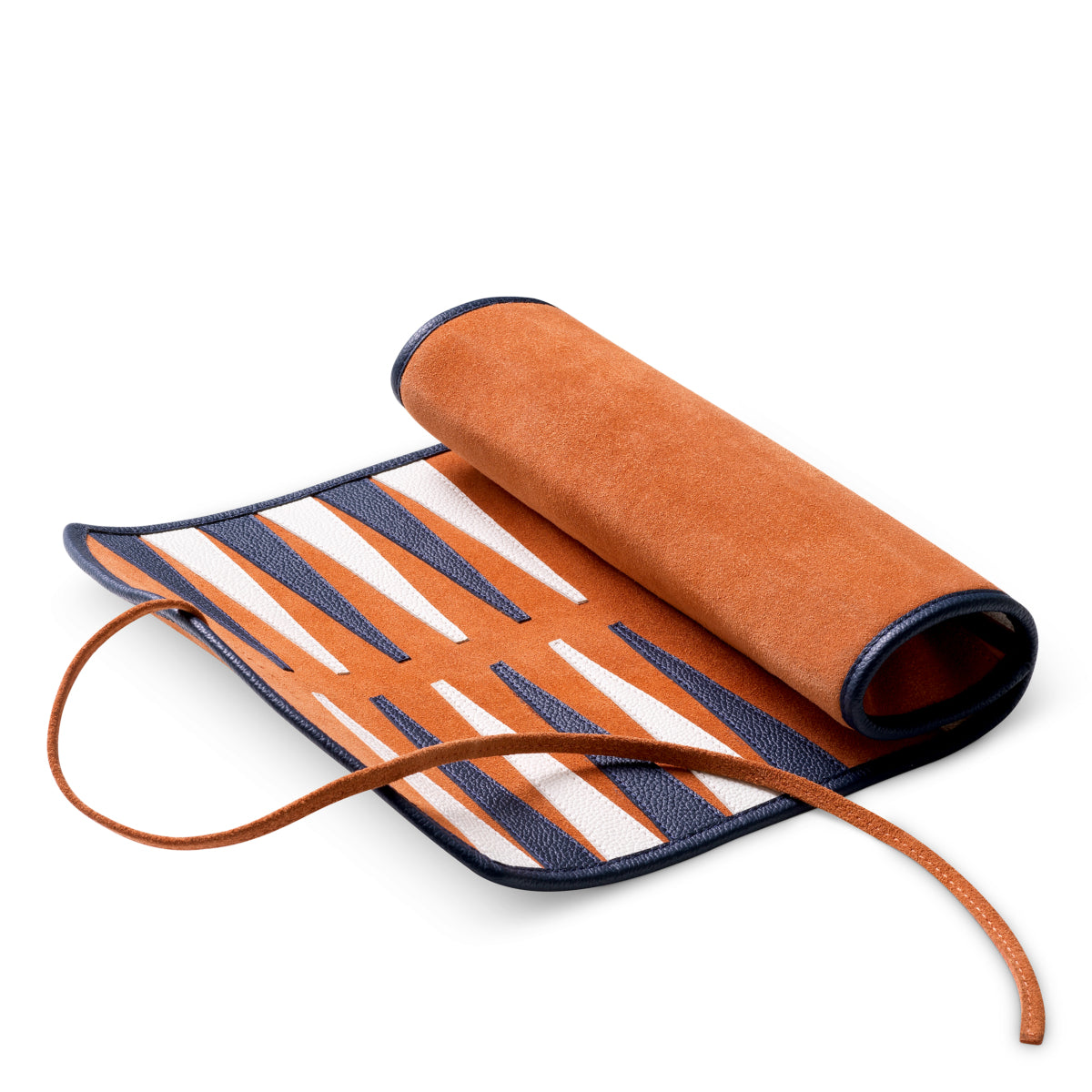 Set de călătorie Backgammon Monte Lago, piele albastră, piele întoarsă portocalie