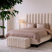 Set de pat Mavone, bouclé crem, 180 x 210 cm