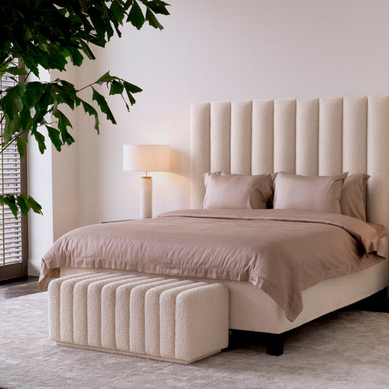 Set de pat Mavone, bouclé crem, 180 x 210 cm