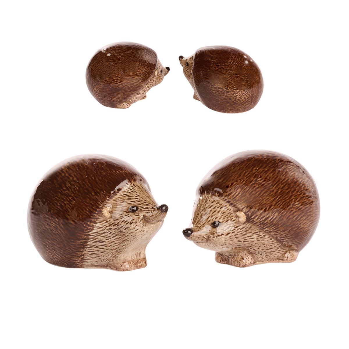 Set solniță și piperniță din dolomită în formă de arici, maro, 10 cm