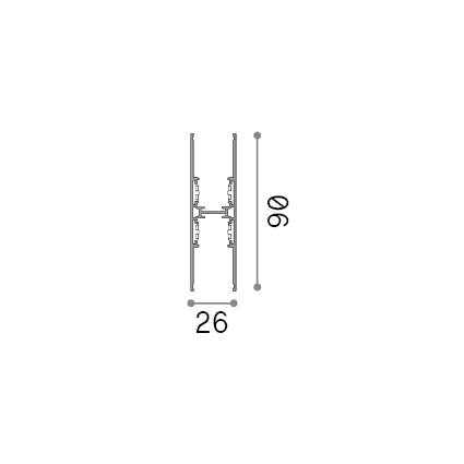 Șină Ego bi-emisie 2 m, negru – desen tehnic cu dimensiuni