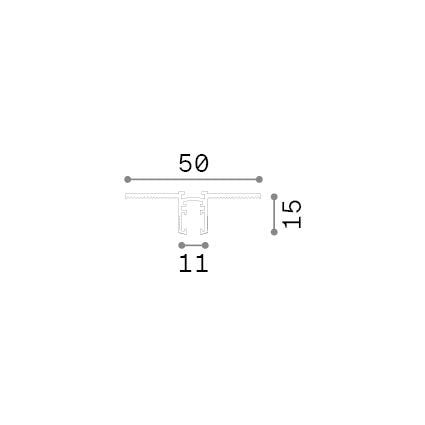 Șină încastrată Deva 1 m, negru – desen tehnic cu dimensiuni