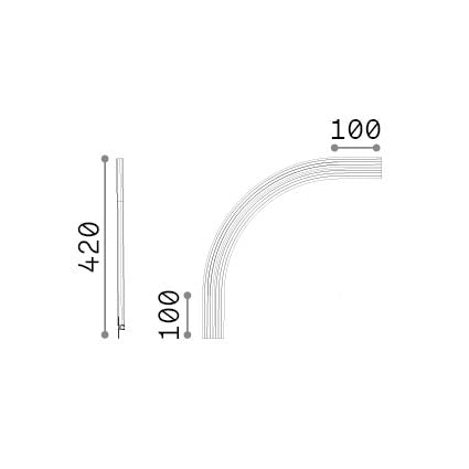 Șină încastrată Deva curbă, negru – desen tehnic cu dimensiuni