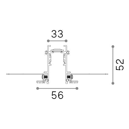 Șină încastrată Ego 2 m, alb – desen tehnic cu dimensiuni