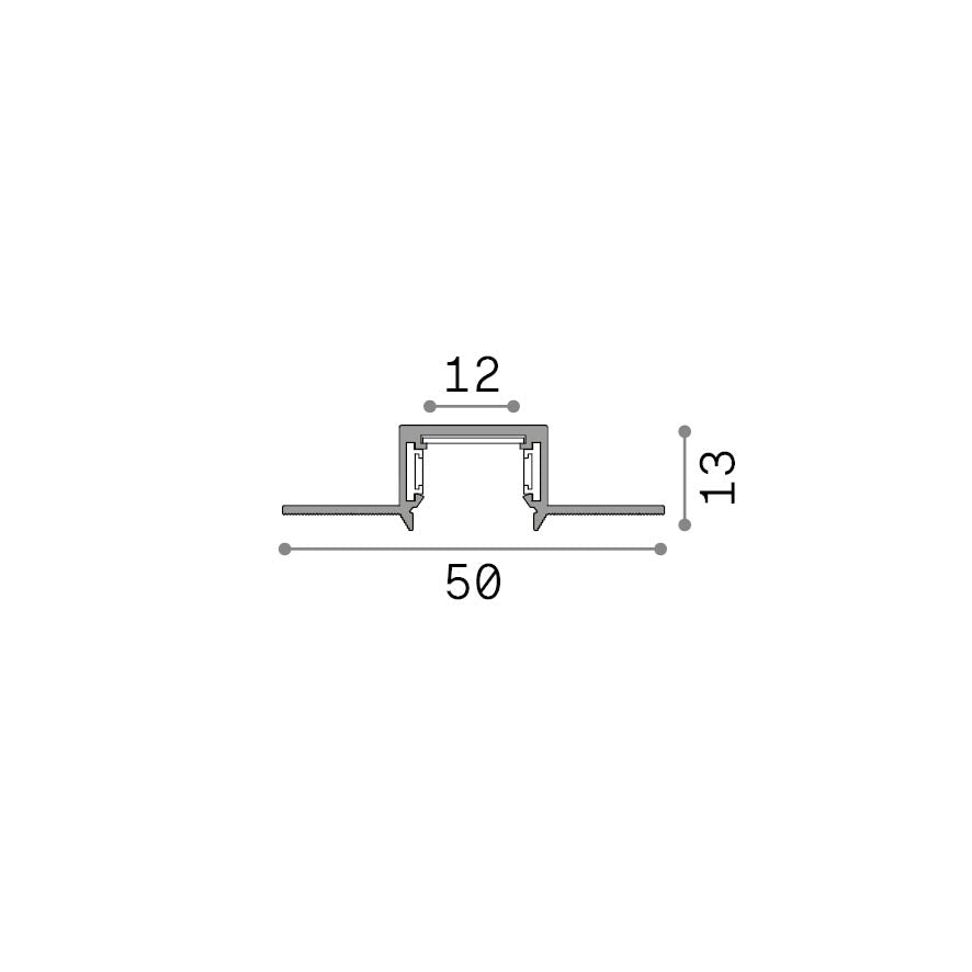 Șină încastrată Stick 1 m, alb – desen tehnic cu dimensiuni