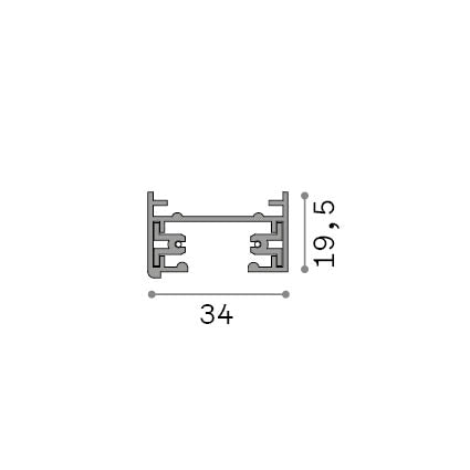 Șină monofazată Link aparentă 3 m, negru – desen tehnic cu dimensiuni