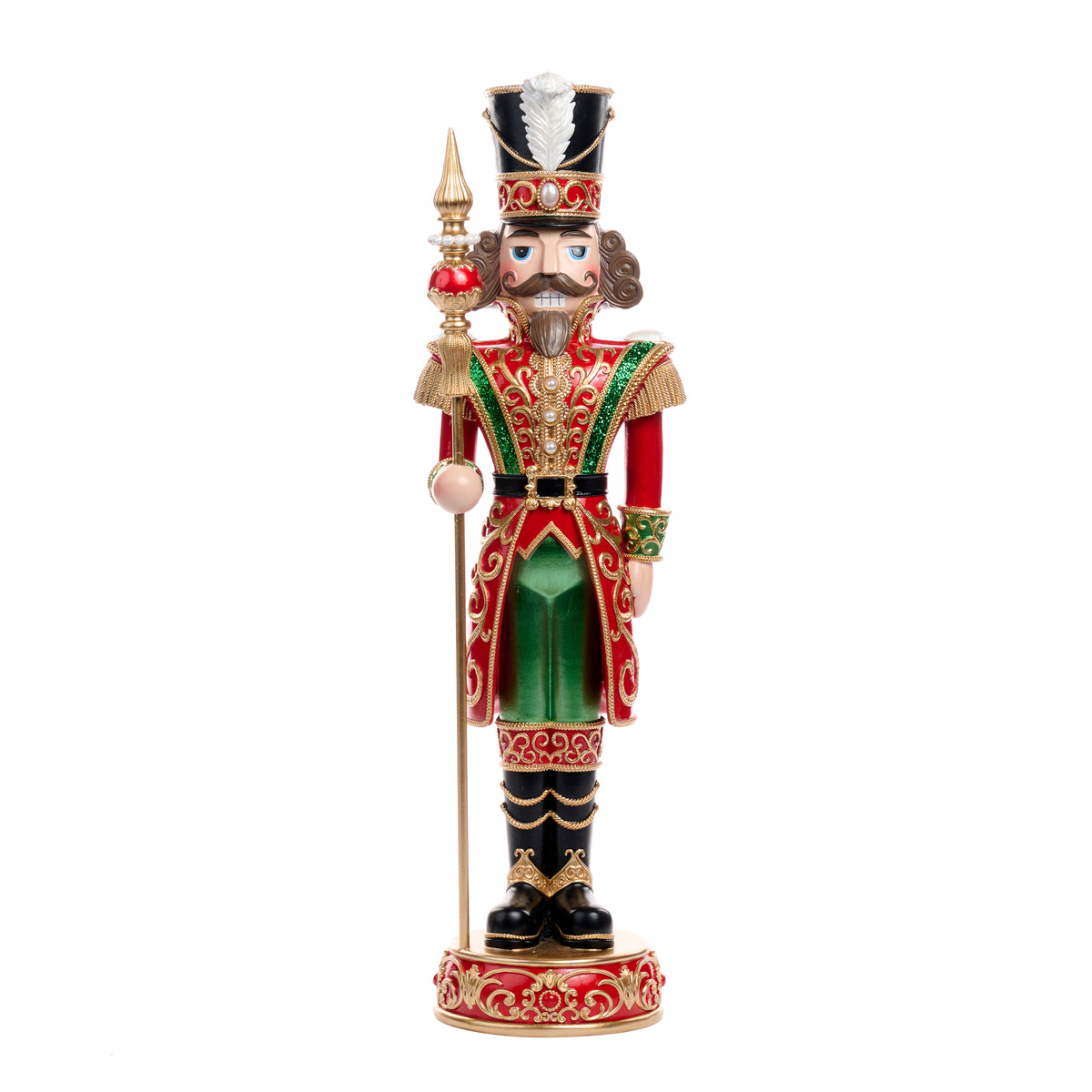 Spărgător de nuci cu baston, roșu/verde/auriu/negru, 59,5 cm