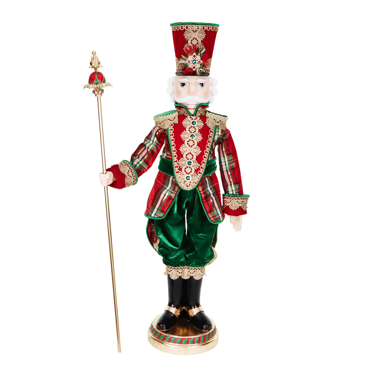 Spărgător de nuci din textil tartan, pe bază, roșu/verde, 96 cm