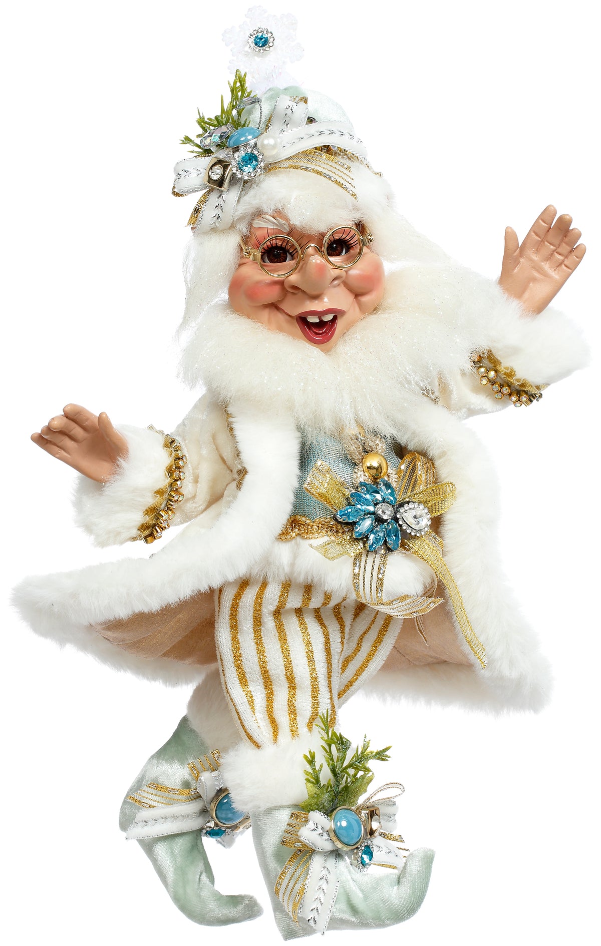 Spiriduș mic Let It Snow, alb/albastru, 28 cm