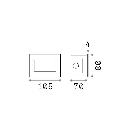 Spot încastrat de exterior Indio FI 5W – desen tehnic cu dimensiuni