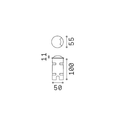 Spot încastrat de exterior Rocket FI D55 simplu 4000K – desen tehnic cu dimensiuni