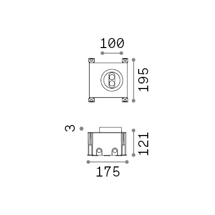 Spot încastrat de exterior Taurus FI D10 – desen tehnic cu dimensiuni
