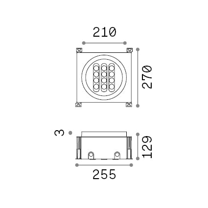 Spot încastrat de exterior Taurus FI D21 – desen tehnic cu dimensiuni