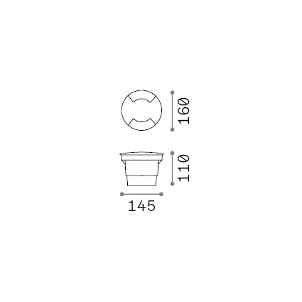 Spot încastrat de exterior Way FI D160 rotund dublu – desen tehnic cu dimensiuni