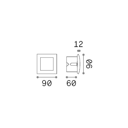 Spot încastrat de exterior Wire FI D09, alb – desen tehnic cu dimensiuni