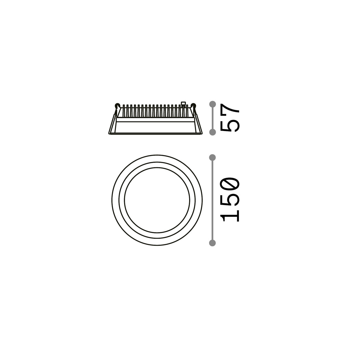 Spot încastrat Deep FI 20W 3000K – desen tehnic cu dimensiuni