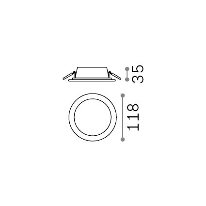 Spot încastrat Groove FI 10W rotund 4000K – desen tehnic cu dimensiuni