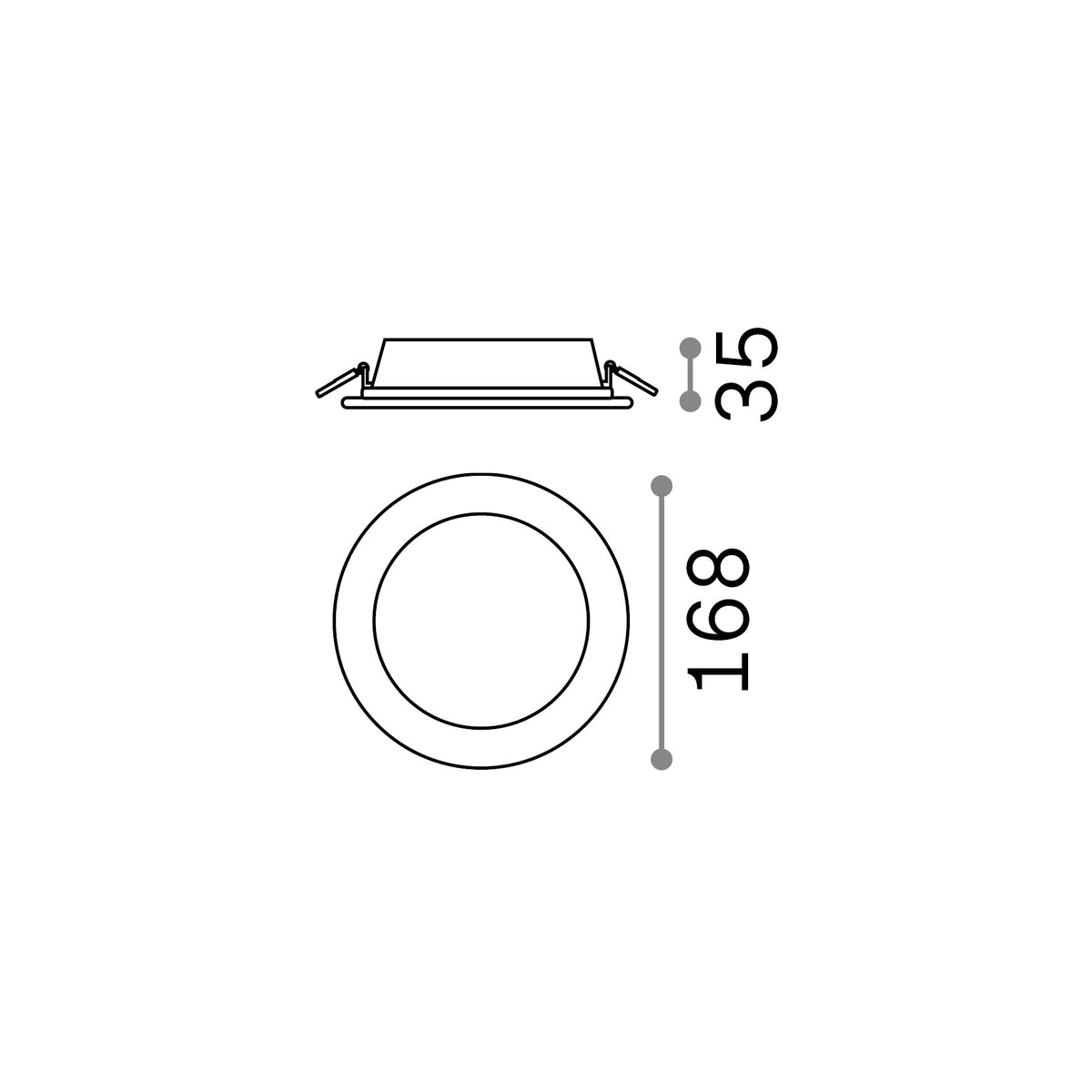 Spot încastrat Groove FI 20W rotund 4000K – desen tehnic cu dimensiuni