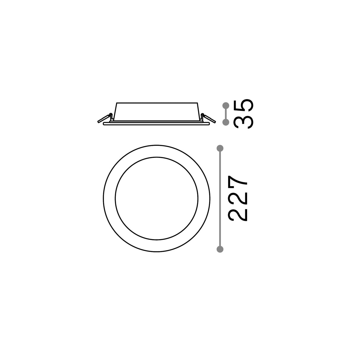 Spot încastrat Groove FI 30W rotund 4000K – desen tehnic cu dimensiuni