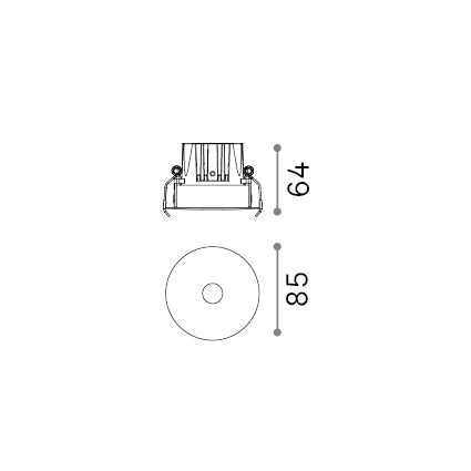 Spot încastrat Infinity FI cu ramă 12W 3000K, alb – desen tehnic cu dimensiuni