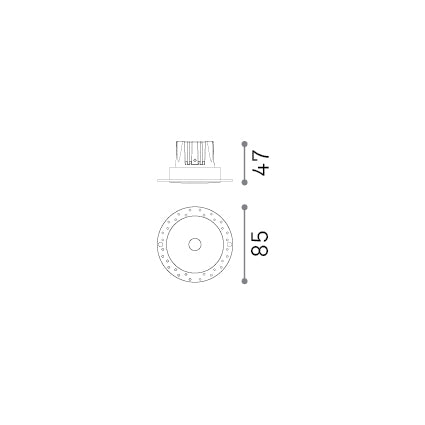 Spot încastrat Infinity FI cu ramă 12W 3000K, negru – desen tehnic cu dimensiuni