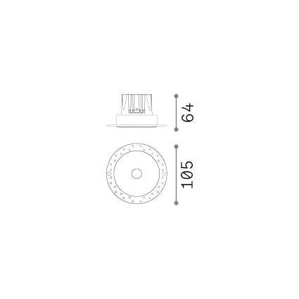 Spot încastrat Infinity FI fără ramă 12W 3000K, alb – desen tehnic cu dimensiuni