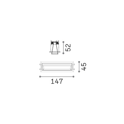 Spot încastrat Lika FI cu ramă wallwasher 12W 3000K, alb – desen tehnic cu dimensiuni