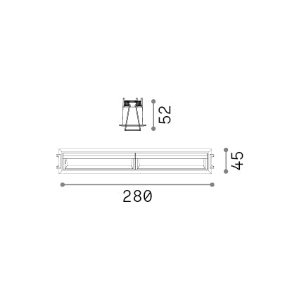 Spot încastrat Lika FI cu ramă wallwasher 21W 3000K, alb – desen tehnic cu dimensiuni